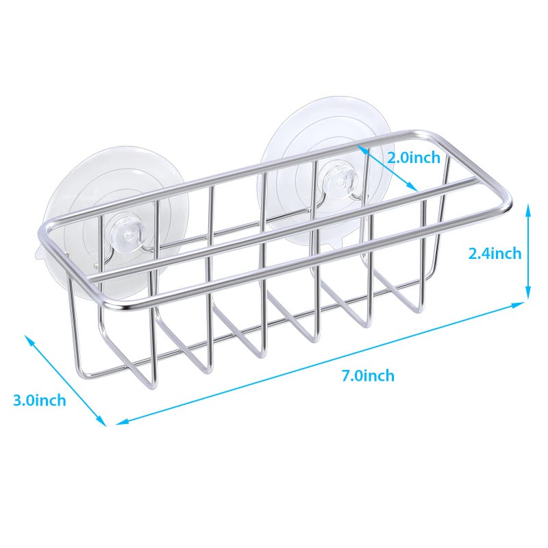 TESOT Sink Caddy Sponge Holder for Kitchen Sink Dish Cloth Hanger 2 Suspension Options(Suction Cups and Adhesive Hook), SUS304 Stainless Steel, Silver - Image 5